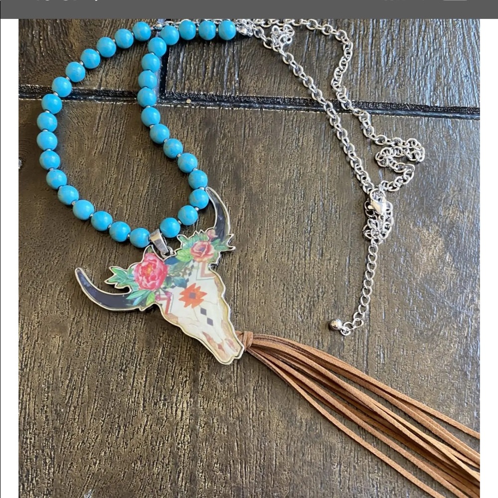 Longhorn Fringe Turquoise Necklace